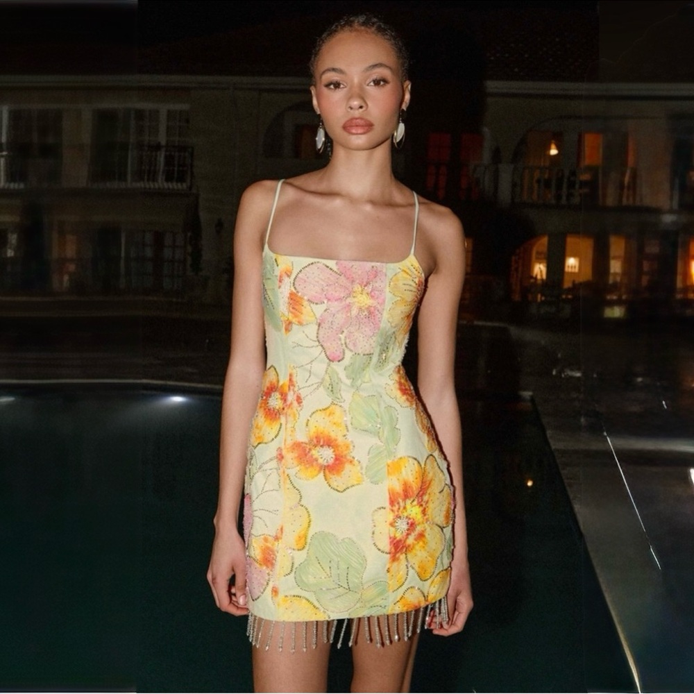 PEPPERMAYO Gatiana bead sequin floral beaded mini dress - Picture 1 of 13
